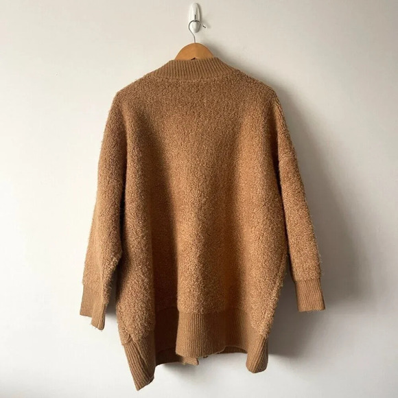 Oak + Fort Knit Oversized Open Front Cardigan Sweater Tan Size Small - Picture 3 of 6